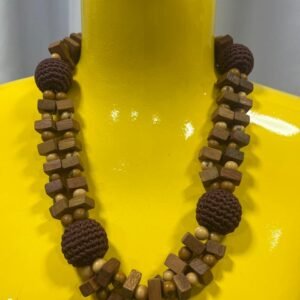 Cordão madeira artesanal marrom