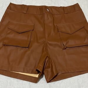 Short de couro sintético Marrom